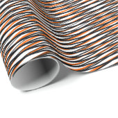 Orangefarbene Schwarz-weiße Moiré-Streifen - Abstr Geschenkpapier (Rolleneckpunkt)
