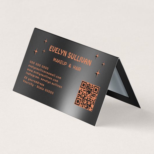 Orangefarbene schwarze Augaparette Visitenkarten (Rückseite)