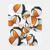 Orangefarbene schwarze Basketballmannschaft - spor Fleecedecke (Vorderseite)