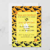 Orangefarbene schwarze Fledermäuse Halloween Muste