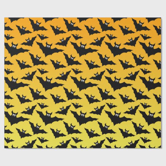 Orangefarbene schwarze Fledermäuse Halloween-Muste Geschenkpapier (Flach)