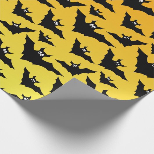 Orangefarbene schwarze Fledermäuse Halloween-Muste Geschenkpapier (Ecke)