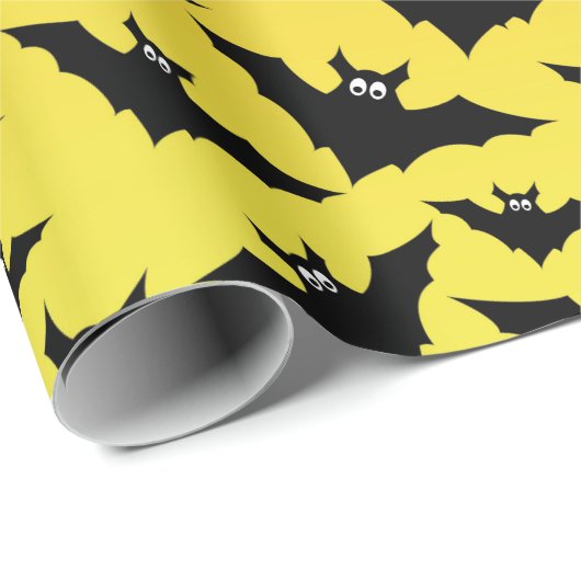 Orangefarbene schwarze Fledermäuse Halloween-Muste Geschenkpapier (Rolleneckpunkt)