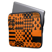 Orangefarbene schwarze gemischte Muster - Designmu Laptopschutzhülle (Vorderseite Links)