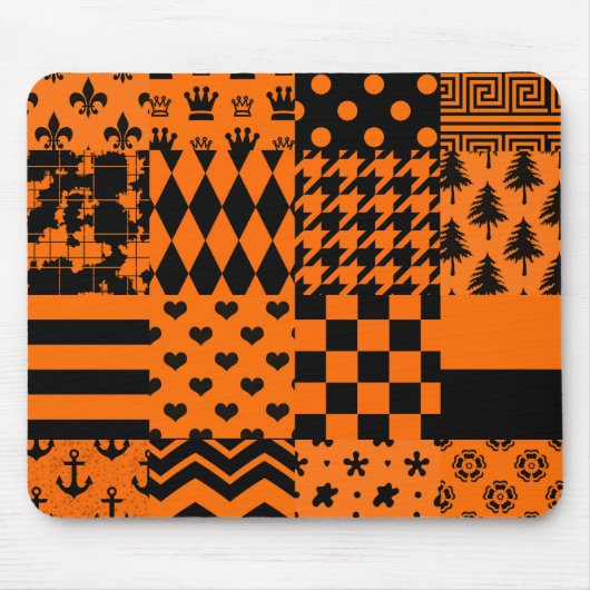 Orangefarbene schwarze gemischte Muster - Designmu Mousepad (Vorne)
