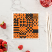 Orangefarbene schwarze gemischte Muster - Designmu Serviette (Beispiel)
