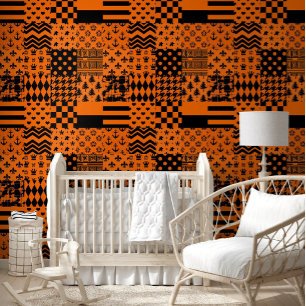 Orangefarbene schwarze gemischte Muster - Designmu Tapete