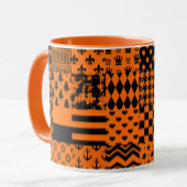 Orangefarbene schwarze gemischte Muster - Designmu Tasse