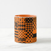 Orangefarbene schwarze gemischte Muster - Designmu Tasse (Zentrum)