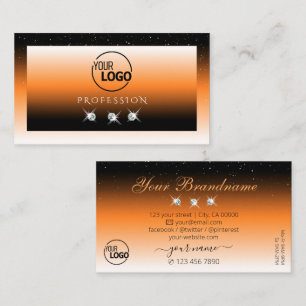 Orangefarbene schwarze glänzende Diamanten mit Log Visitenkarte