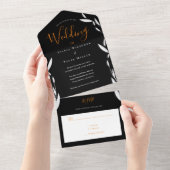 Orangefarbene Schwarze Hochzeit in einer Einladung (Abreißtisch)