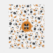 Orangefarbene schwarze Mannschaft Farben Jungs Fuß Fleecedecke (Vorderseite)