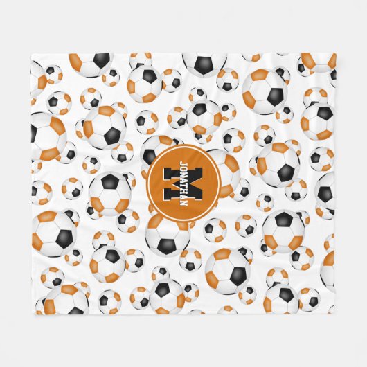 Orangefarbene schwarze Mannschaft Farben Jungs Fuß Fleecedecke (Vorderseite (Horizontal))