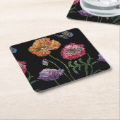 Orangefarbene schwarze Mohnblume  Rechteckiger Pappuntersetzer (angewinkelt)