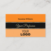 Orangefarbene schwarze Pfirsichstreifen mit Logo u Visitenkarte (Vorderseite)