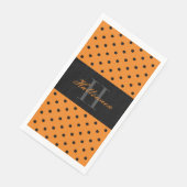 Orangefarbene schwarze Polka-Punkte benutzerdefini Serviette (Ecke)