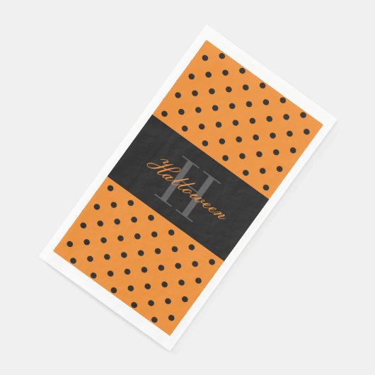 Orangefarbene schwarze Polka-Punkte benutzerdefini Serviette (Ecke)