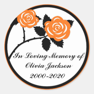 Orangefarbene schwarze Rose, anpassbare Aufkleber 