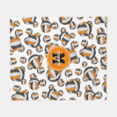 Orangefarbene schwarze Schulmannschaft farbenfrohe Fleecedecke (Vorderseite (Horizontal))