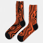 Orangefarbene schwarze Socken Abstrakte Wave Custo (Linkes Detail)