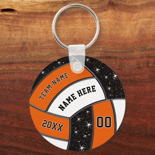 Orangefarbene, schwarze, weiße, billige Volleyball Schlüsselanhänger (Rückseite)