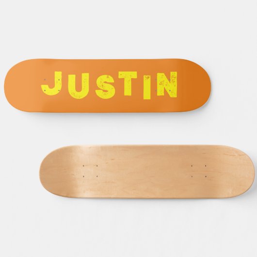 Orangefarbene Skateboard - personalisierter Name (Horizontal)