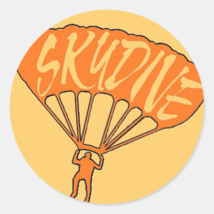 Orangefarbene Skydive-Fanatiker Runder Aufkleber