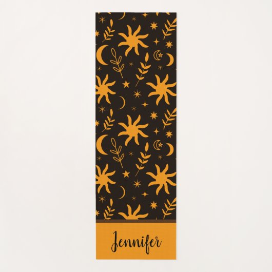Orangefarbene Sonne und Individuelle Name Yogamatte (Vorderseite)