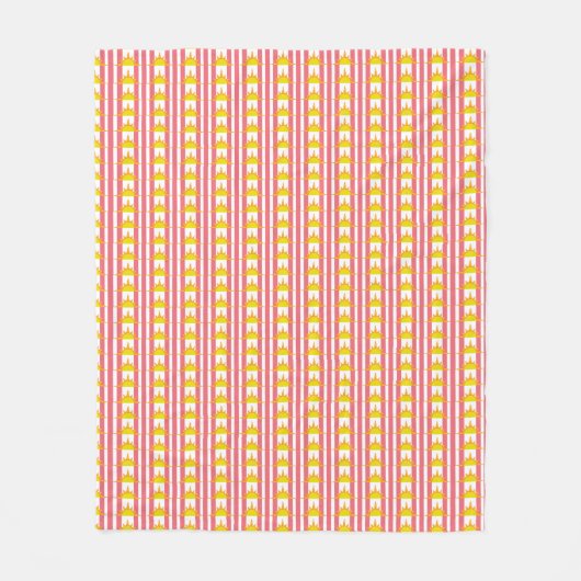 Orangefarbene Sonnen auf rosa Streifen Fleecedecke (Vorderseite)