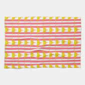 Orangefarbene Sonnen auf rosa Streifen Geschirrtuch (Horizontal)