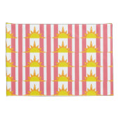 Orangefarbene Sonnen auf rosa Streifen Kissenbezug (Rückseite-Rechts)