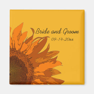 Orangefarbene Sonnenblume auf der Gelben Hochzeit Magnet