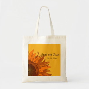 Orangefarbene Sonnenblume auf der Gelben Hochzeit Tragetasche