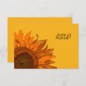 Orangefarbene Sonnenblume auf der Gelben Hochzeitk RSVP Karte (Vorne/Hinten)