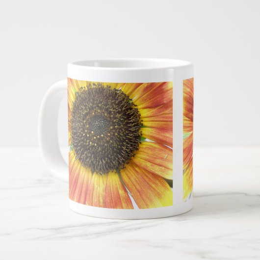 Orangefarbene Sonnenblume Tasse (Vorderseite Links)