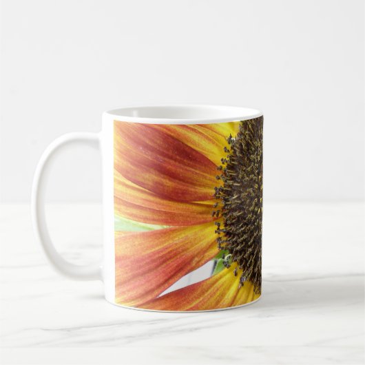 Orangefarbene Sonnenblume Tasse (Links)