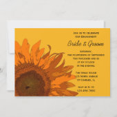 Orangefarbene Sonnenblumen auf der Gelben Engageme Einladung (Vorderseite)