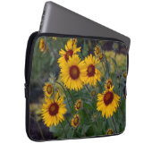 Orangefarbene Sonnenblumen, helles Sommerblumengeb Laptopschutzhülle (Vorne Rechts)