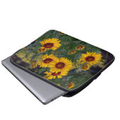 Orangefarbene Sonnenblumen, helles Sommerblumengeb Laptopschutzhülle (Vorne Knopf)