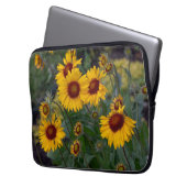 Orangefarbene Sonnenblumen, helles Sommerblumengeb Laptopschutzhülle (Vorderseite Links)