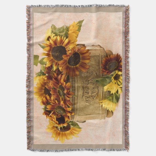 Orangefarbene Sonnenblumen im Körbchen Decke (Vorderseite Vertikal)