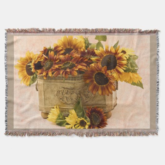 Orangefarbene Sonnenblumen im Körbchen Decke (Vorderseite)