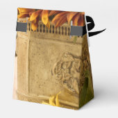 Orangefarbene Sonnenblumen im Körbchen Geschenkschachtel (Rückseite)