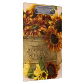 Orangefarbene Sonnenblumen im Körbchen Klemmbrett (Rechts)