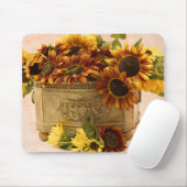 Orangefarbene Sonnenblumen im Körbchen Mousepad (Mit Mouse)
