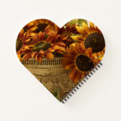 Orangefarbene Sonnenblumen im Körbchen Notizblock (Rückseite)