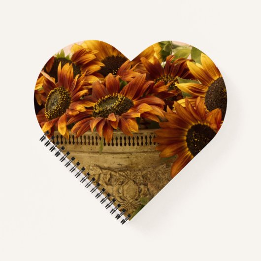 Orangefarbene Sonnenblumen im Körbchen Notizblock (Vorderseite)