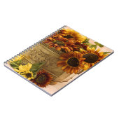 Orangefarbene Sonnenblumen im Körbchen Notizblock (Linke Seite)