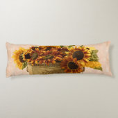 Orangefarbene Sonnenblumen im Körbchen Seitenschläferkissen (Rückseite)