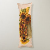 Orangefarbene Sonnenblumen im Körbchen Seitenschläferkissen (Rückseite (Vertikal))